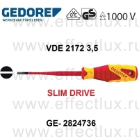 GEDORE * VDE 2172 3,5 VDE-ОТВЕРТКА SLIM DRIVE для винтов с прямым шлицем 3.5 мм GE-2824736