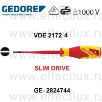 GEDORE * VDE 2172 4,0 VDE-ОТВЕРТКА SLIM DRIVE для винтов с прямым шлицем 4.0 мм GE-2824744