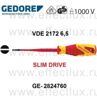 GEDORE * VDE 2172 6,5 VDE-ОТВЕРТКА SLIM DRIVE для винтов с прямым шлицем 6.5 мм GE-2824760