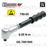GEDORE * 759-00 Динамометрический ключ TSN SLIPPER 5-25H·м 1/4'' GE-7091900
