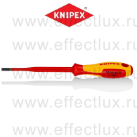 KNIPEX Серия 98 Отвёртка VDE шлицевая плоская SL 5.5x1.0x125 мм., с узким концом, длина 232 мм., диэлектрическая KN-982055SL