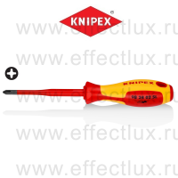 KNIPEX Серия 98 Отвёртка VDE Phillips PH2 x 100 мм., с узким концом, длина 212 мм., диэлектрическая KN-982402SL