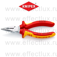 KNIPEX Серия 08 Плоскогубцы комбинированные остроконечные с удлинёнными губками VDE, 145 мм., хромированные, 2-компонентные ручки KN-0826145