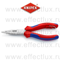 KNIPEX Плоскогубцы электрика для монтажа проводов, 160 мм, хромированные, 2-компонентные ручки со страховочным креплением KN-1305160T