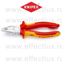 KNIPEX Серия 03 Плоскогубцы комбинированные VDE, 180 мм., хромированные, 2-компонентные диэлектрические ручки, проушина для страховки KN-0306180T