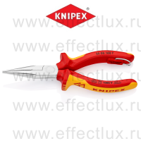 KNIPEX Серия 25 Длинногубцы с режущими кромками VDE, 160 мм., хромированные, 2-компонентные ручки, проушина для страховки KN-2506160T
