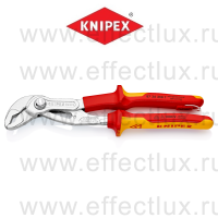 KNIPEX Серия 87 COBRA® клещи переставные VDE, зев 50 мм., длина 250 мм., хромированные, 2-компонентные диэлектрические ручки, проушина для страховки KN-8726250T