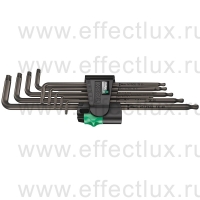 WERA 967/9 TX XL 1 TORX® Набор Г-образных ключей, цинковое фосфатирование, удлиненный, 9 предметов TORX® WE-024460