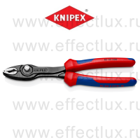 KNIPEX Серия 82 TwinGrip клещи с фронтальным и боковым захватами, зев 4-22 мм., длина 200 мм., 2-компонентные ручки KN-8202200