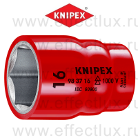 KNIPEX VDE Сменная головка к торцевому ключу для винтов с шестигранной головкой с внутренним квадратом 3/8" SW16.0 мм. KN-983716
