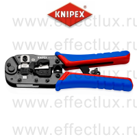KNIPEX Пресс-клещи для штекеров RJ 45 3-в-1, кол-во гнёзд: 1, 8-пин 8P8C, резка и зачистка кабеля, 190 мм. KN-975113