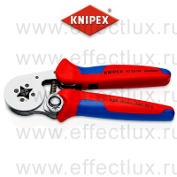 KNIPEX Пресс-клещи для контактных гильз DIN 46228 1+4, обжим: квадрат, боковые, 1 гнездо, 0.08-10 + 16 мм², 2 х 6 мм², длина 180 мм., хромированные KN-975504