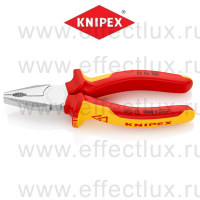 KNIPEX Серия 03 Плоскогубцы комбинированные VDE, 160 мм., хромированные, 2-компонентные диэлектрические ручки KN-0306160
