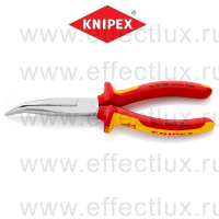 KNIPEX Серия 26 Длинногубцы с режущими кромками VDE, губки 40°, 200 мм., хромированные, 2-компонентные диэлектрические ручки KN-2626200