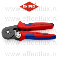 KNIPEX Пресс-клещи для контактных гильз DIN 46228 1+4, обжим: квадрат, боковые, 1 гнездо, 0.08-10 + 16 мм², 2 х 6 мм², длина 180 мм., фосфатированные  KN-975304