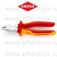 KNIPEX Серия 02 Плоскогубцы комбинированные особой мощности VDE, 180 мм., хромированные, 2-компонентные диэлектрические ручки KN-0206180