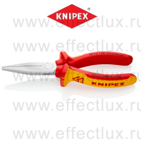 KNIPEX Серия 30 Длинногубцы VDE, плоские рифлённые губки 46.5 мм., длина 160 мм., хромированные, 2-компонентные диэлектрические ручки KN-3016160