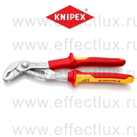 KNIPEX Серия 87 COBRA® клещи переставные VDE, зев 50 мм., длина 250 мм., хромированные, 2-компонентные диэлектрические ручки KN-8726250