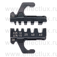 KNIPEX MultiCrimp® Плашка опрессовочная: изолированные и неизолированные гильзы, 0.25-6.0 мм², 5 гнёзд  KN-973908