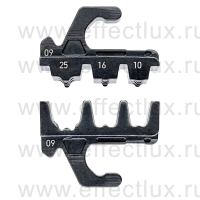 KNIPEX MultiCrimp® Плашка опрессовочная: изолированные и неизолированные гильзы, 10/16/25 мм², 3 гнезда KN-973909