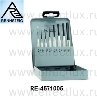 RENNSTEIG Выколотки для шплинтов с направляющей втулкой в наборе 8 шт. RE-4571005