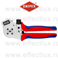 KNIPEX Пресс-клещи для тетрагональной опрессовки точеных контактов, с локатором, в кейсе, 0.14-6.0 мм², max Ø 7.5 мм., длина 230 мм., хромированные, цифровая индикация KN-975265DG