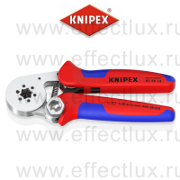 KNIPEX Пресс-клещи для контактных гильз DIN 46228 1+4, 6-гранный обжим, боковые, 1 гнездо, 0.08-10 мм², 2 х 4 мм², длина 180 мм., хромированные KN-975514