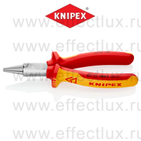 KNIPEX Серия 22 Круглогубцы VDE, губки Ø 3х30 мм., длина 160 мм., хромированные, 2-компонентные диэлектрические ручки KN-2206160