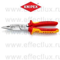 KNIPEX Серия 13 Клещи электромонтажные VDE, 6-в-1, зачистка 0.75 – 1.5 / 2.5 мм², рез Ø 15 мм. / 50 мм², 200 мм., хромированные, 2-компонентные диэлектрические ручки KN-1386200