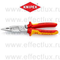 KNIPEX Серия 13 Клещи электромонтажные VDE, 6-в-1, зачистка 0.75 – 1.5 / 2.5 мм², рез Ø 15 мм. / 50 мм², 200 мм., защёлка, хромированные, 2-компонентные диэлектрические ручки KN-1396200
