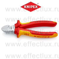 KNIPEX Серия 70 Бокорезы VDE, маленькая фаска, 160 мм., хромированные, 2-компонентные диэлектрические ручки KN-7026160