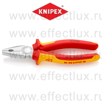 KNIPEX Серия 03 Плоскогубцы комбинированные VDE, 200 мм., хромированные, 2-компонентные диэлектрические ручки KN-0306200