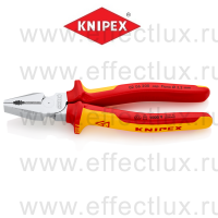 KNIPEX Серия 02 Плоскогубцы комбинированные особой мощности VDE, 200 ммю., хромированные, 2-компонентные диэлектрические ручки KN-0206200