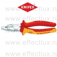 KNIPEX Серия 01 Плоскогубцы комбинированные VDE для тяжёлых нагрузок, 190 мм., хромированные, 2-компонентные диэлектрические ручки KN-0106190