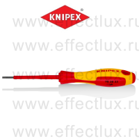 KNIPEX Серия 98 Отвёртка VDE шлицевая плоская SL 2.5x0.4x75 мм., длина 177 мм., диэлектрическая KN-982025