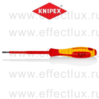 KNIPEX Серия 98 Отвёртка VDE шлицевая плоская SL 3.5x0.6x100 мм., длина 202 мм., диэлектрическая KN-982035
