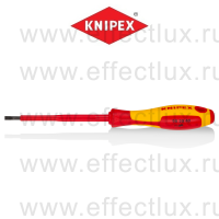 KNIPEX Серия 98 Отвёртка VDE шлицевая плоская SL 4.0x0.8x100 мм., длина 202 мм., диэлектрическая KN-982040