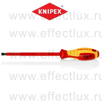 KNIPEX Серия 98 Отвёртка VDE шлицевая плоская SL 8.0x1.2x175 мм., длина 295 мм., диэлектрическая KN-982080