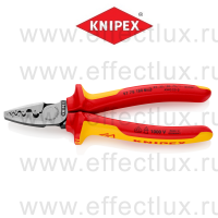 KNIPEX Серия 97 Пресс-клещи VDE, 9 гнёзд, контактные гильзы DIN 46228 1+4, , 0.25-16 мм², 180 мм., 2-компонентные диэлектрические ручки KN-9778180