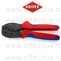 KNIPEX PreciForce® Пресс-клещи, 3 гнезда, изолированные гильзы, штекеры, 0.5-6.0 мм², длина 220 мм. KN-975236