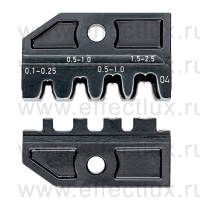 KNIPEX Плашка опрессовочная: штекеры открытые неизолированные 2.8/4.8 мм, 0.1-2.5 мм², 4 гнезда KN-974904