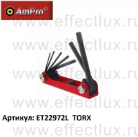 AmPro Набор  Г-образных ключей TORX в ключнице (T10-T40) ET22972L