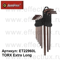 AmPro Набор длинных Г-образных ключей TORX 9 предметов (T10-T50) ET22960L