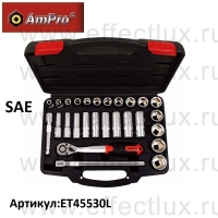 AmPro Набор 6‑гранных головок и аксессуаров 1/2", дюймовых, 27 предметов ET45530L