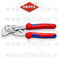 KNIPEX Клещи переставные-гаечный ключ, зев 27 мм., длина 150 мм., губки с насечками, хромированные, 2-компонентные ручки KN-8605150S02
