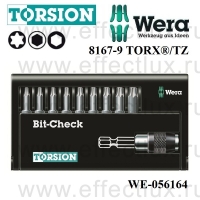 WERA Насадки (набор) +держатель Bit-Check 8167-9 TORX®/TZ WE-056164