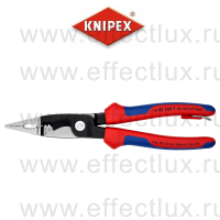 KNIPEX Клещи электромонтажные, 6-в-1, зачистка 0.75 – 1.5 / 2.5 мм², рез Ø 15 мм / 50 мм², 200 мм, фосфатированные, 2-комп ручки, с проушиной для страховки KN-1382200T