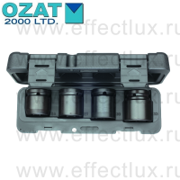 SET-12-03 Набор метрических ударных торцевых шестигранных головок 3/4" в пластиковом футляре, 4 предмета