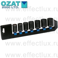 SET-026 Набор ударных торцевых шестигранных головок 1/2" на клипсе 17-26 мм. для извлечения болтов с повреждёнными гранями, 7 предметов