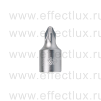 201801X Торцевая головка 1/4" с отвёрточной вставкой для винтов с крестовым шлицем Pozidriv, PZ1, L = 25 мм.